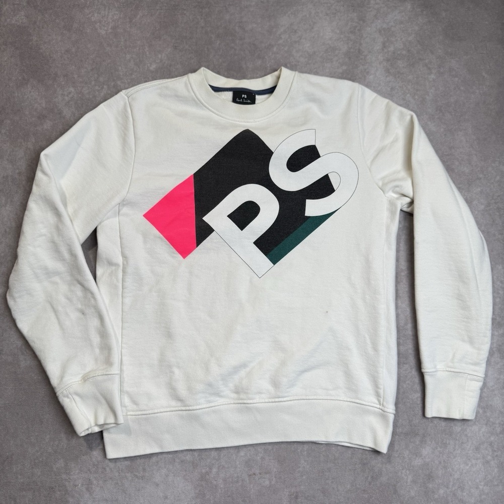 PS Paul Smith Logo Print Organic Loopback Cotton Jersey Sweatshirt MED **stains